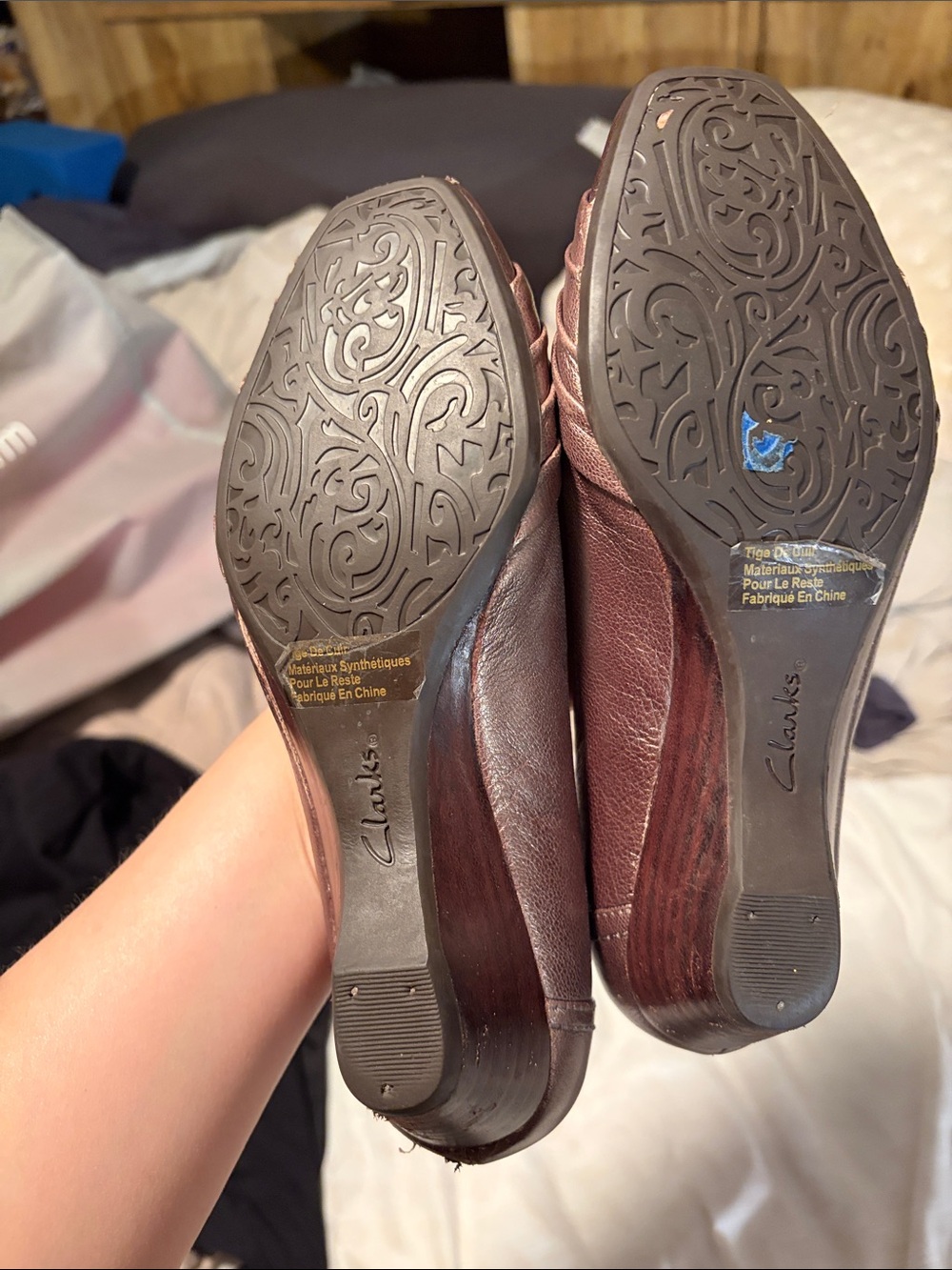 Clark’s Metallic Brown Leather Wedges - 5 - Picture 5 of 6